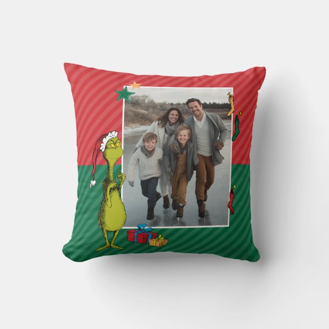 Grinch | Personalized Photo Throw Pillow (Front)