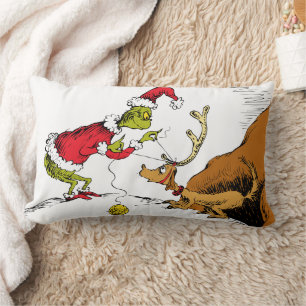 Grinch Prepares Max the Reindeer Lumbar Pillow