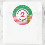 Grinch Red and Green Snowflake Birthday Classic Round Sticker<br><div class="desc">Celebrate your child's birthday with these super cute customizable Grinch stickers Personalize by adding your child's name and age!</div>