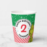 Grinch Red and Green Snowflake Birthday Paper Cups<br><div class="desc">Celebrate your child's birthday with these super cute customizable Grinch paper cups. Personalize by adding your child's name and age!</div>