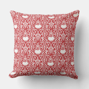 Grinch   Red Damask Pattern Throw Pillow