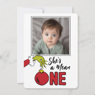 Grinch She's a Mean One 1st Birthday Thank You Card