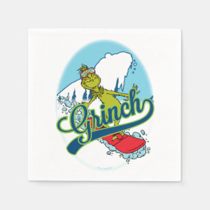 Grinch Snowboarding Napkin