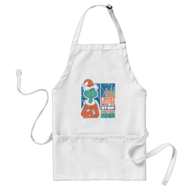 Grinch | Stop Christmas Vintage Graphic Standard Apron (Front)