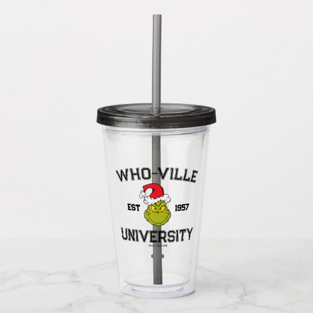 Grinch | Who-ville University Est 1957 Acrylic Tumbler (Front)