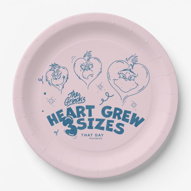 Grinch's Heart Grew 3 Sizes Paper Plate (Front)
