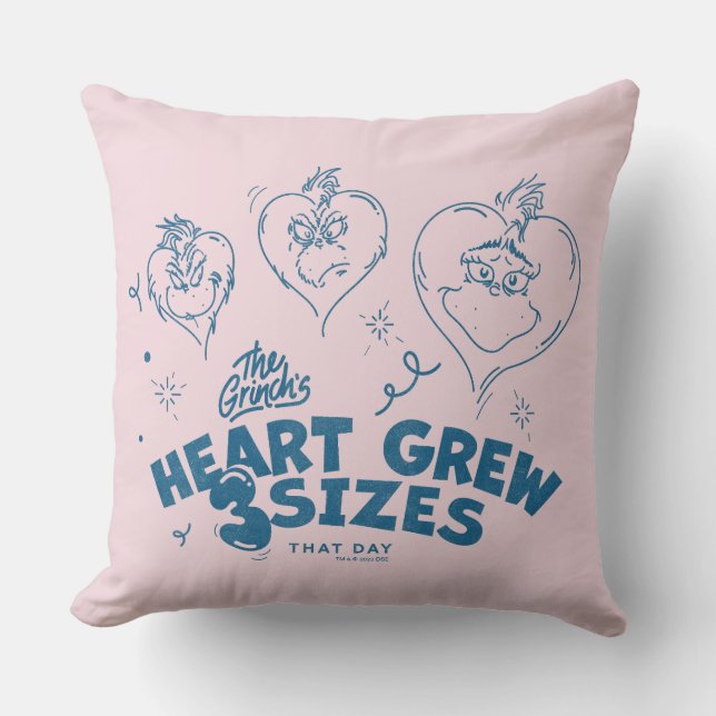 Grinch's Heart Grew 3 Sizes Throw Pillow (Front)