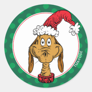 Grinch's Max Santa Claus Hat Classic Round Sticker