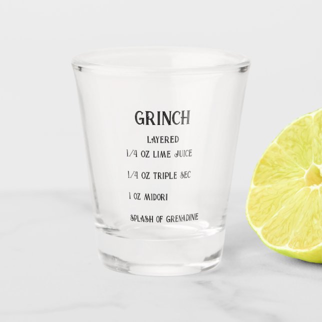 Grinchy layered novelty shot glass (Front)