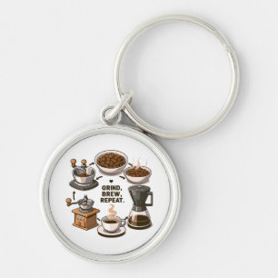 Grind Brew Repeat Keychain