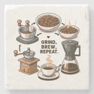 Grind Brew Repeat Stone Coaster