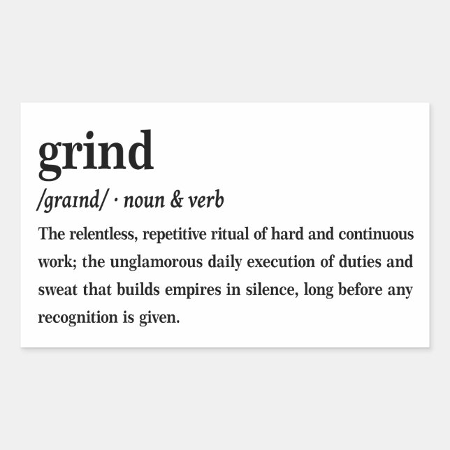 Grind Dictionary Definition Aesthetic  Sticker (Front)
