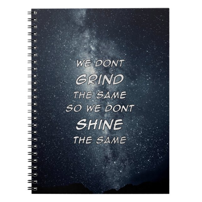 Grind & Shine Stars Motivational Inspiration Notebook (Front)