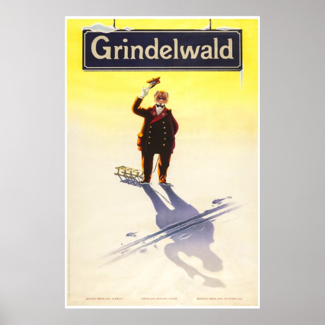 Grindelwald, Schweiz, affiche de voyage de ski (Devant)