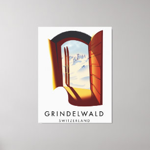 Grindelwald Switzerland ski poster Canvas Print