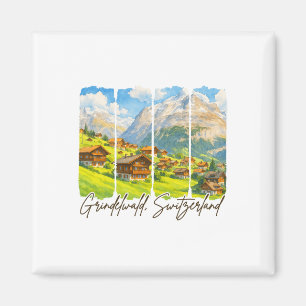 Grindelwald Switzerland Travel Brushstroke Grindel Magnet