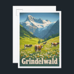 Grindelwald Switzerland Vintage Travel Postcard<br><div class="desc">Grindelwald Switzerland Art Vintage travel place illustration</div>