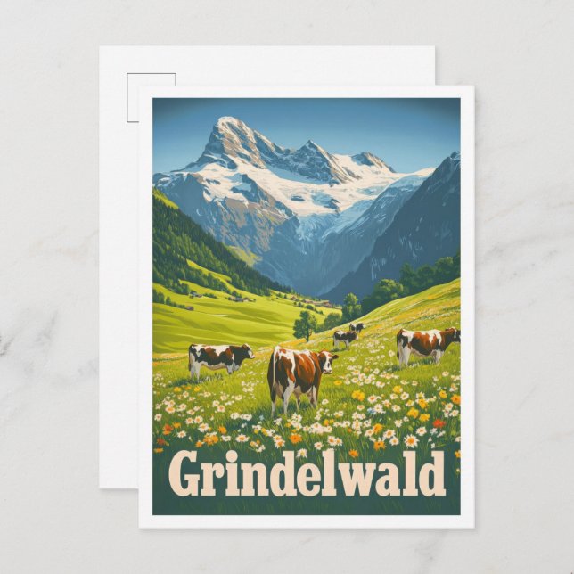 Grindelwald Switzerland Vintage Travel Postcard (Front/Back)