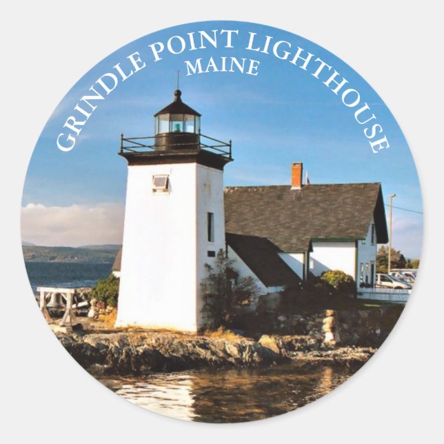 Grindle Point Lighthouse, Maine Round Stickers (Front)