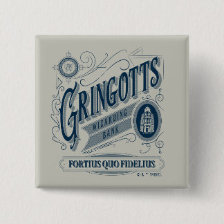 GRINGOTTS Wizarding Bank Vintage Graphic 2 Inch Square Button