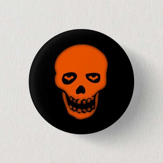 Grinning Bat Skull Goth Badge 1 Inch Round Button (Front)