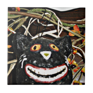 Grinning Black Cat Tile