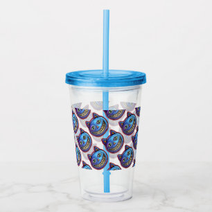 Grinning Blue Cat Vintage Halloweenies Acrylic Tumbler
