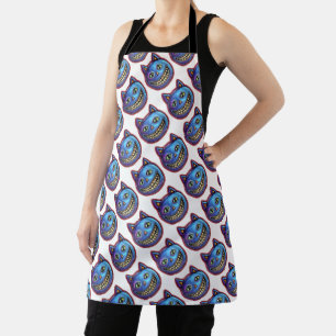 Grinning Blue Cat Vintage Halloweenies Apron