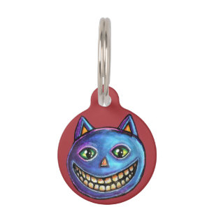 Grinning Blue Cat Vintage Halloweenies Pet Tag