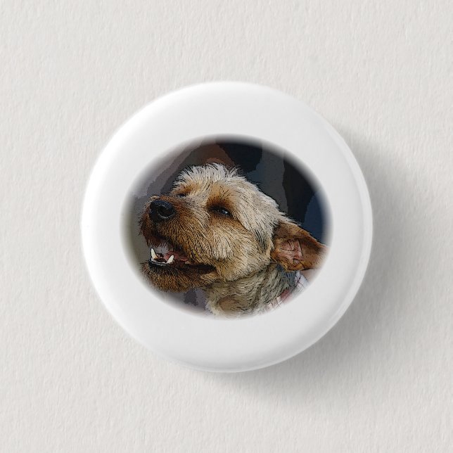 Grinning Border Terrier Cross 1 Inch Round Button (Front)