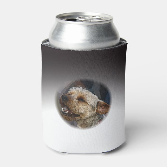 Grinning Border Terrier Cross Can Cooler (Can Front)