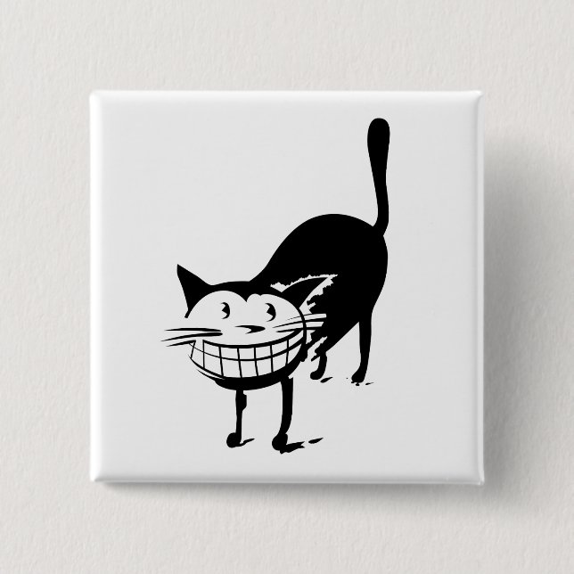 Grinning Cat 2 Inch Square Button (Front)