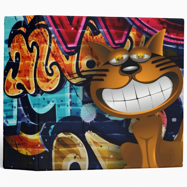 Grinning Cat Street Art Binder (Front/Spine)