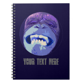 Grinning Chimp Monkey face spiral notebook (blue)