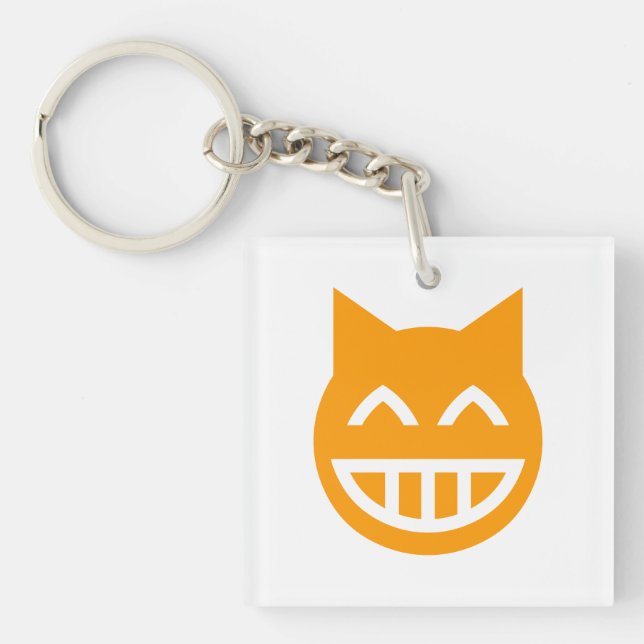 Grinning Emoji Cat Keychain (Front)