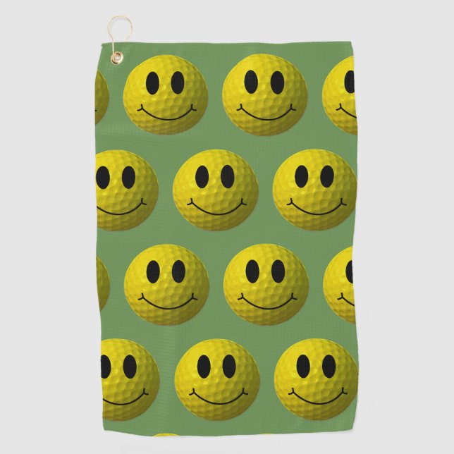 Grinning Face Golf Ball Golf Towel (Front)