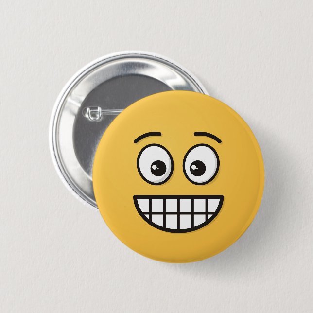Grinning Face with Open Eyes 2 Inch Round Button (Front & Back)