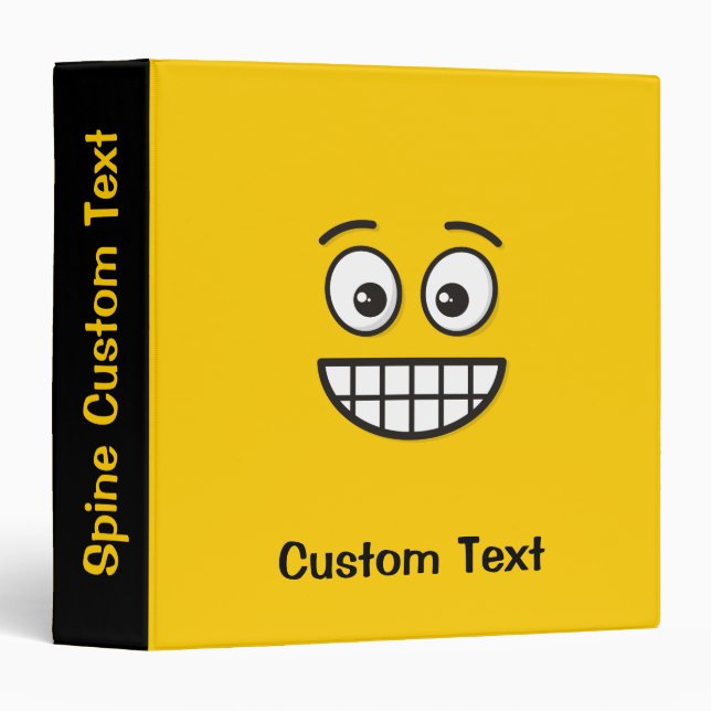 Grinning Face with Open Eyes 3 Ring Binder (Front/Spine)