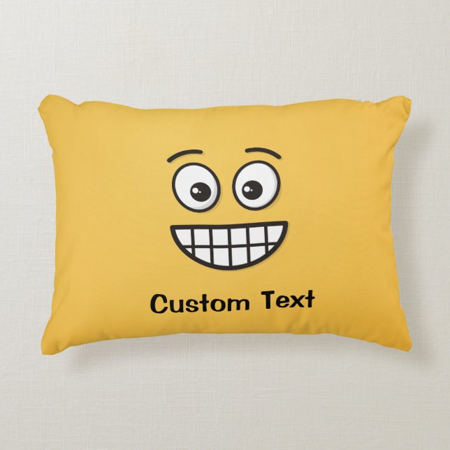 Grinning Face with Open Eyes Accent Pillow (Front)