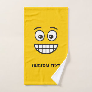 Grinning Face with Open Eyes Bath Towel Set