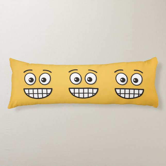 Grinning Face with Open Eyes Body Pillow (Front)