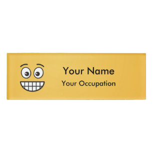 Grinning Face with Open Eyes Name Tag