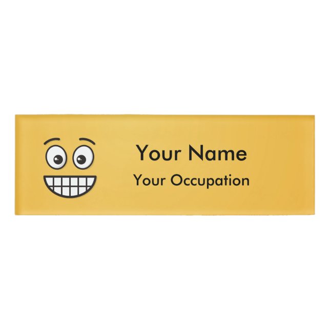 Grinning Face with Open Eyes Name Tag (Front)
