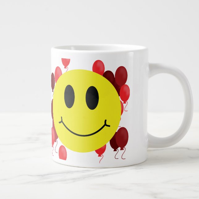 Grinning Face with Red Balloons Jumbo Large Coffee Mug (Right)