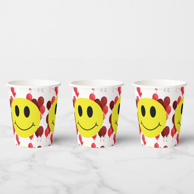 Grinning Face with Red Balloons Party Paper Cups (Multi)