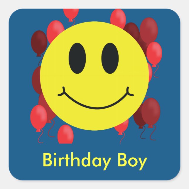 Grinning Face with Red Balloons Square Sticker (Front)