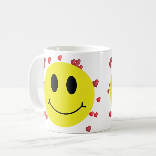 Grinning Face with Red Hearts Coffee Mug (Front Left)