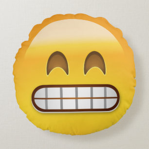 Grinning Face With Smiling Eyes Emoji Round Pillow