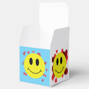 Grinning Faces with Red Hearts Balloons Favor Box