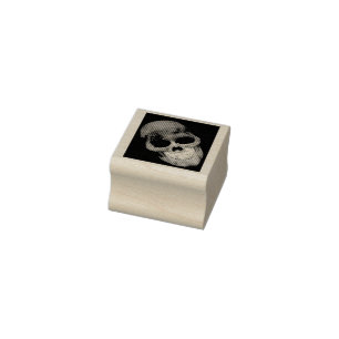 Grinning Golden Skull Halloween Party Rubber Stamp